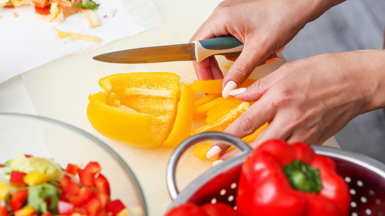 2. Cut Bell Peppers Upside Down