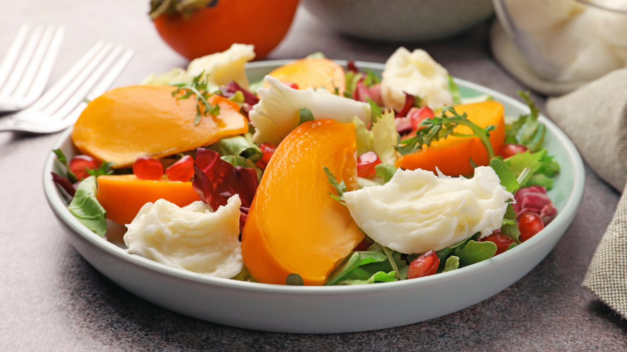 8. Persimmon Salad with Yogurt Dressing