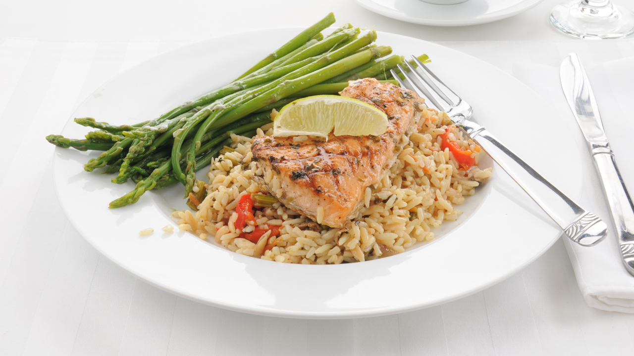 12. Ginger Salmon with Brown Rice