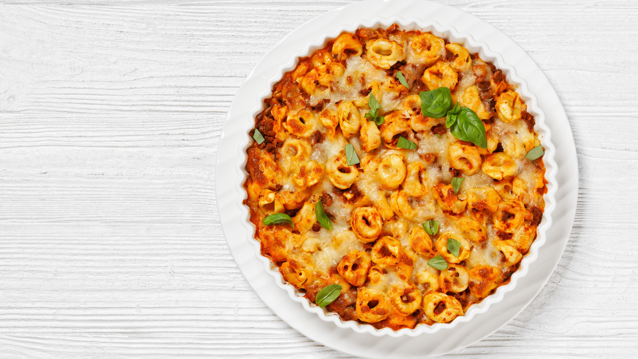 1. Tortellini with tomato sauce, mozzarella, and basil