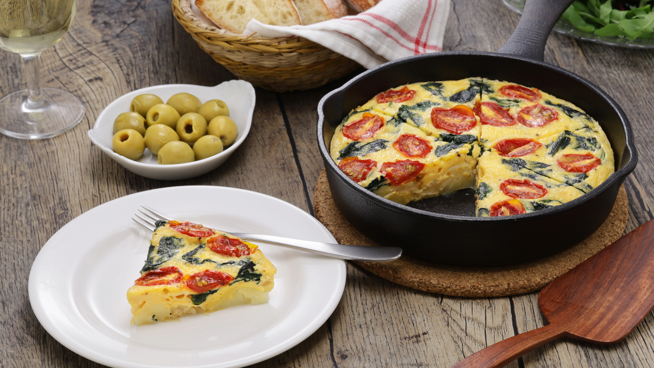 5. Frittata with potatoes, tomato, and spinach