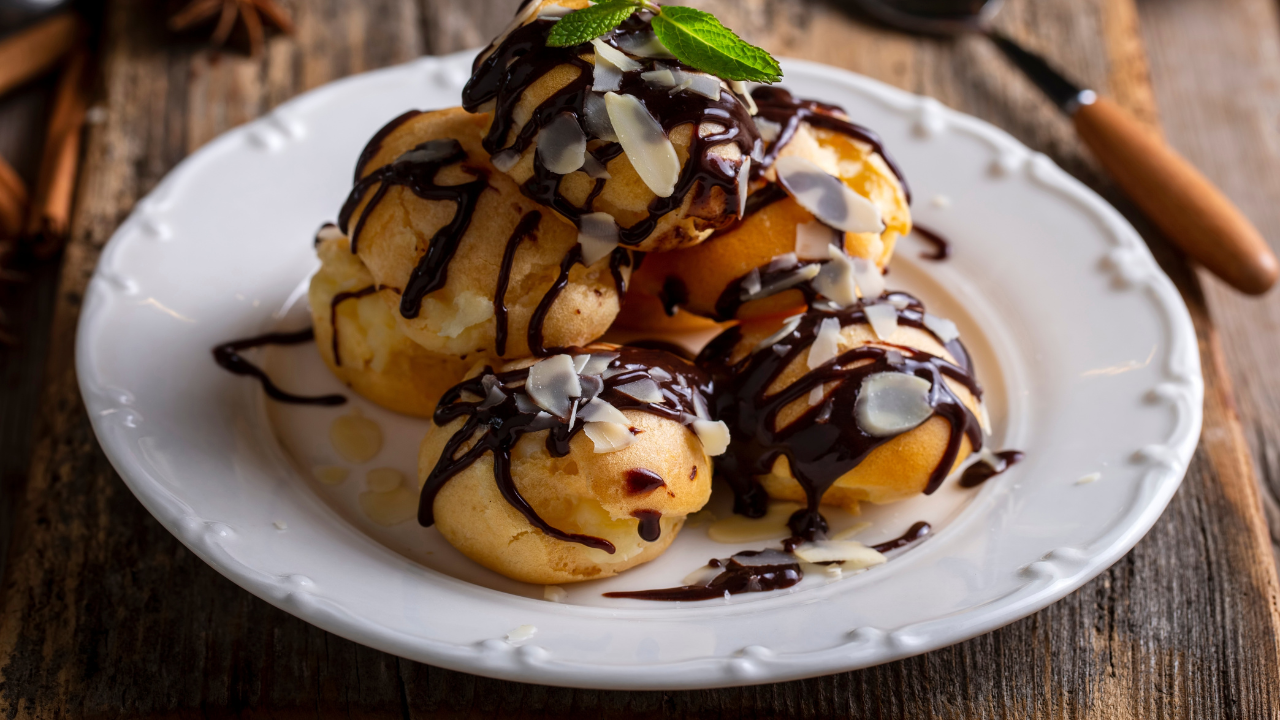 8. Profiteroles with Chocolate Sauce